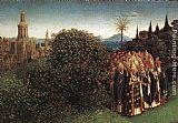 The Ghent Altarpiece Adoration of the Lamb [detail top left 2] by Jan van Eyck